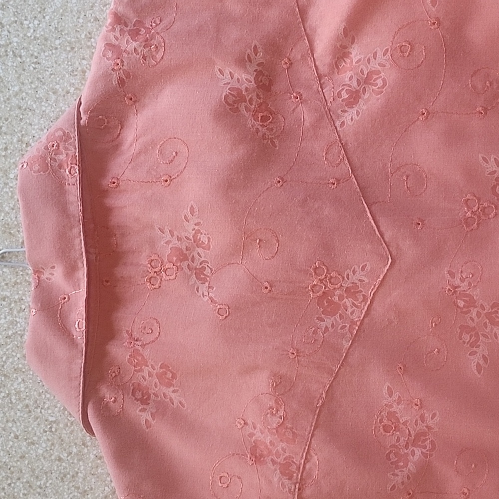 Shyanne Western Pearl Snap Embroidered Peach Short Sleeve Cotton Top Size L - Picture 12 of 14